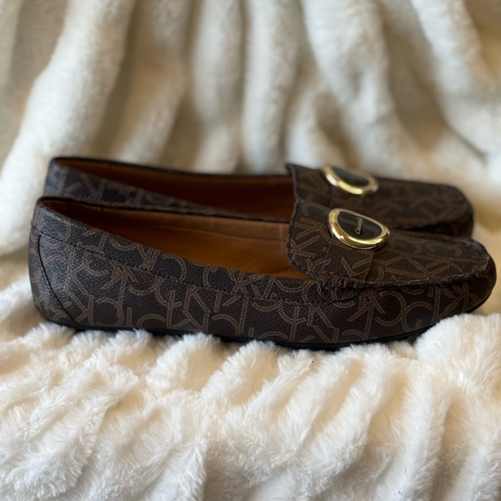 Calvin Klein Dark Brown Monogram Loafers - Picture 2 of 5